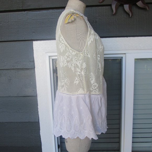 Umgee womens cottagecore mesh lace peplum top sz M - Picture 4 of 9
